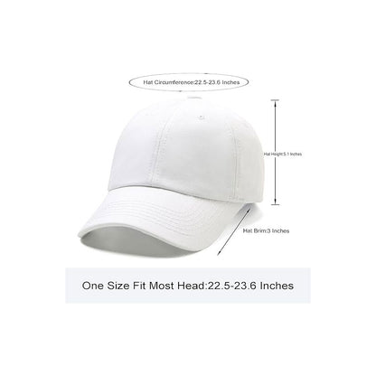 White Baseball Cap for Men and Women Adjustable Size for Running Workouts and Outdoor