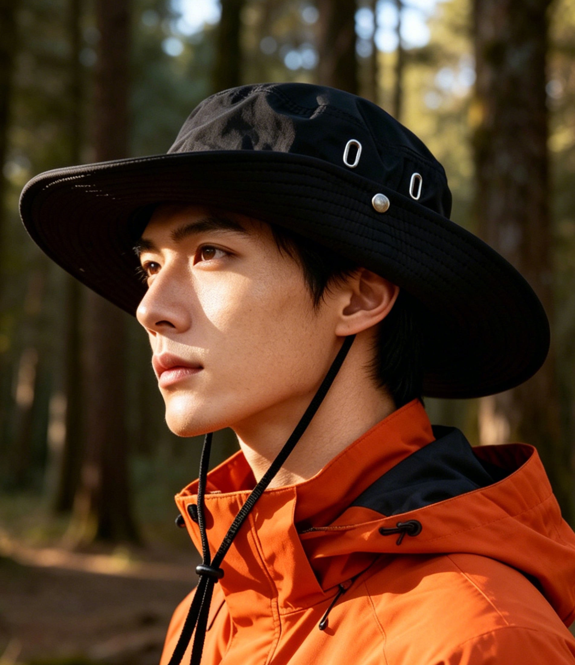 Breathable Bucket Hat with String Drawstring Mountain Hat for Hiking & Outdoor, Unisex Sun Protection Cap