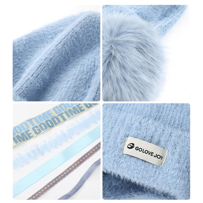 Beanie with Ear Flaps Warm Knit Winter Hat Soft Windproof Cap for Men Women