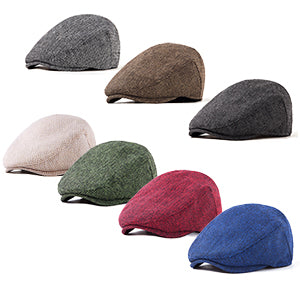 Mens Newsboy Cap Adjustable Newsboy Hats for Flat Irish Cabbie Tweed