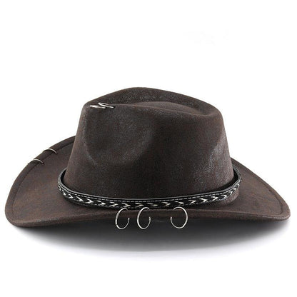 Black Cowboy Hat Suede-Textured Western Style for Men & Women