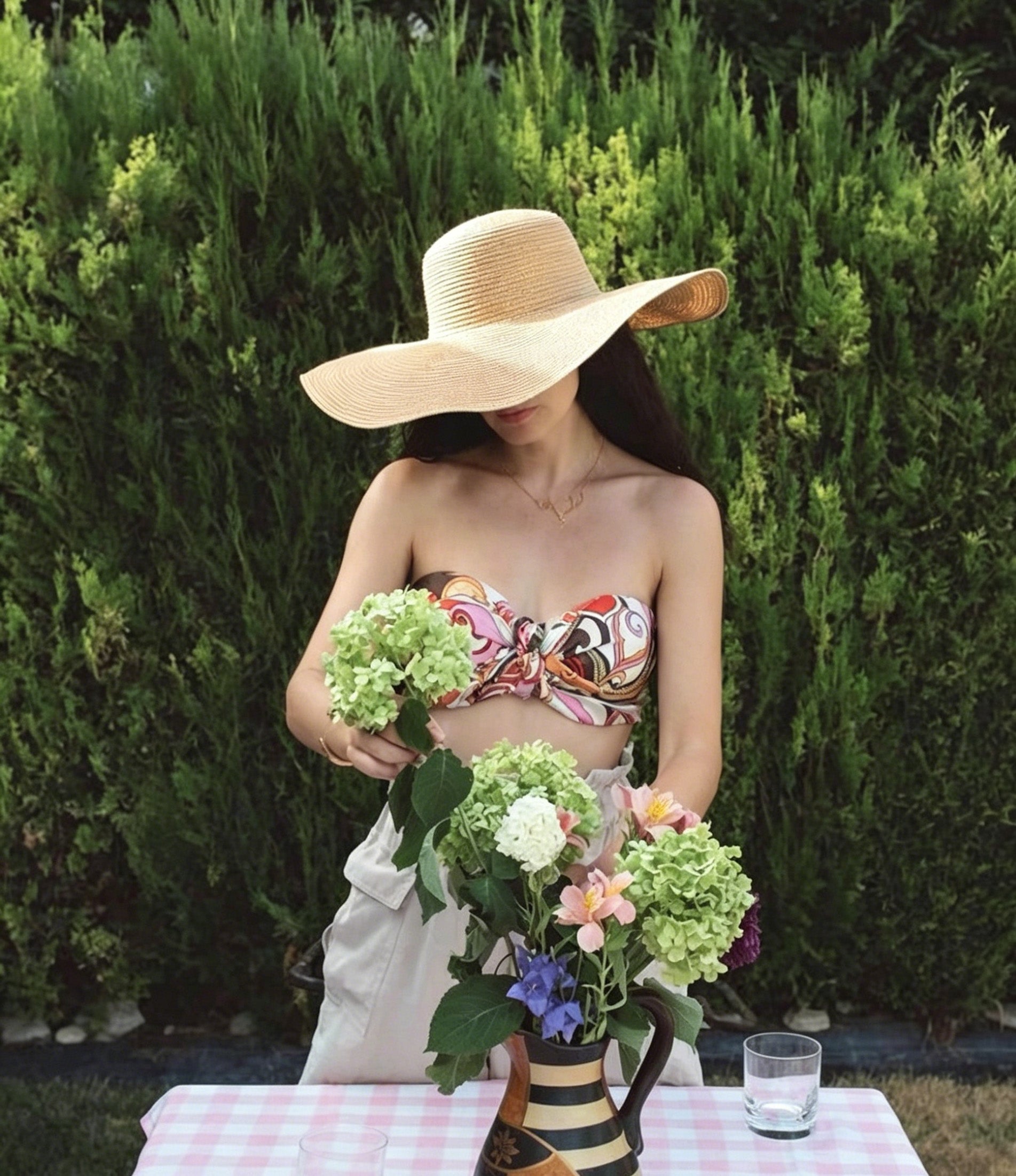 Brown Straw Hat Wide Brim Foldable Beach Sun Hat Palm Leaf Vacation Style