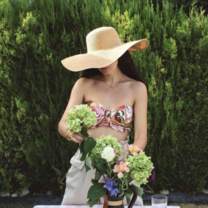 Brown Straw Hat Wide Brim Foldable Beach Sun Hat Palm Leaf Vacation Style
