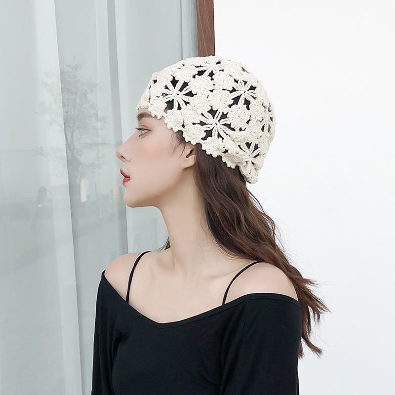 Crochet Beret Women Cotton Skull Cap Handmade French Hat