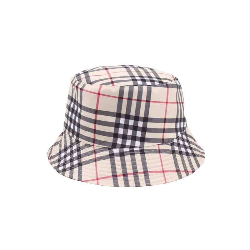 Checkered Bucket Hat – Gray, Beige & Khaki Vintage Plaid Sun Cap