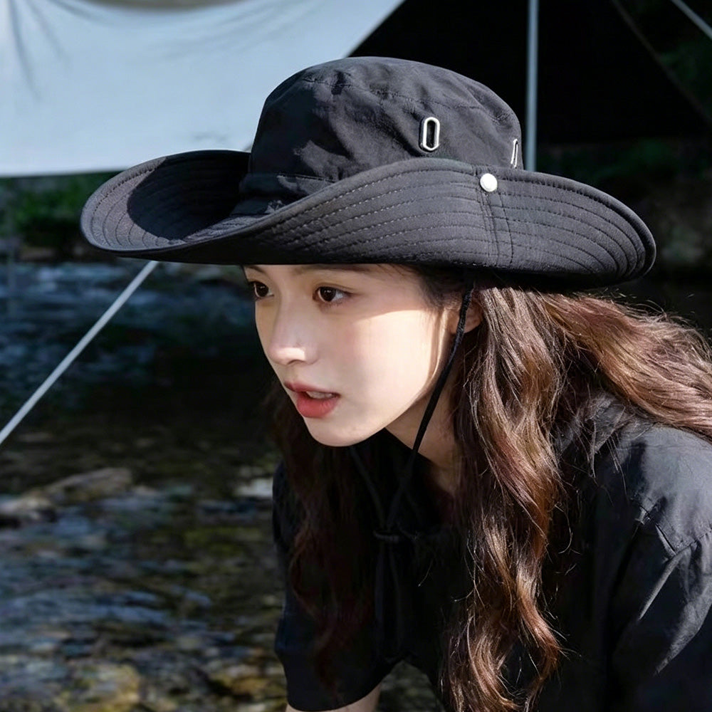 Breathable Bucket Hat with String Drawstring Mountain Hat for Hiking & Outdoor, Unisex Sun Protection Cap