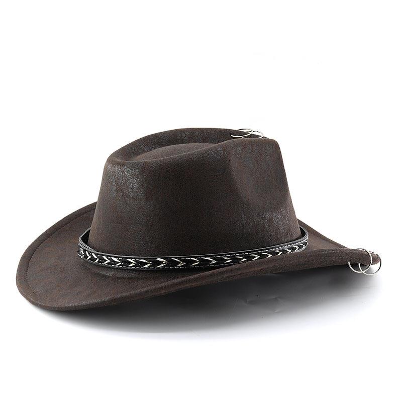 Black Cowboy Hat Suede-Textured Western Style for Men & Women