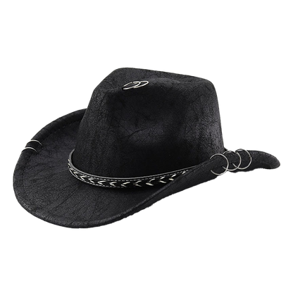 Black Cowboy Hat Suede-Textured Western Style for Men & Women