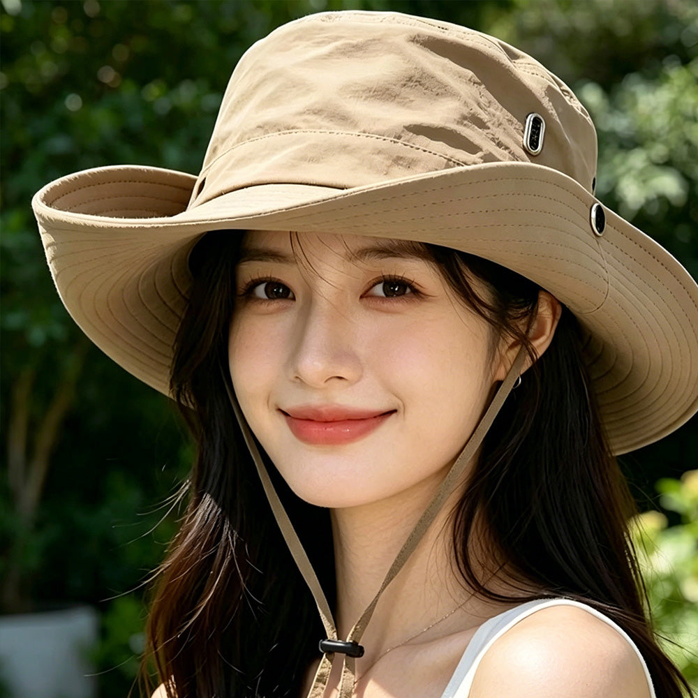 Breathable Bucket Hat with String Drawstring Mountain Hat for Hiking & Outdoor, Unisex Sun Protection Cap