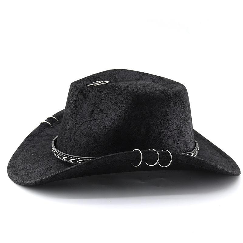 Black Cowboy Hat Suede-Textured Western Style for Men & Women