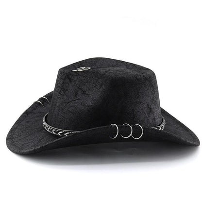 Black Cowboy Hat Suede-Textured Western Style for Men & Women