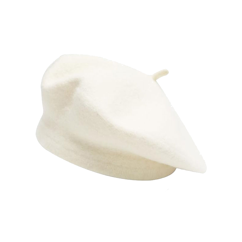 White Beret Wool French Hat Solid Color Beret Cap for Women Girls