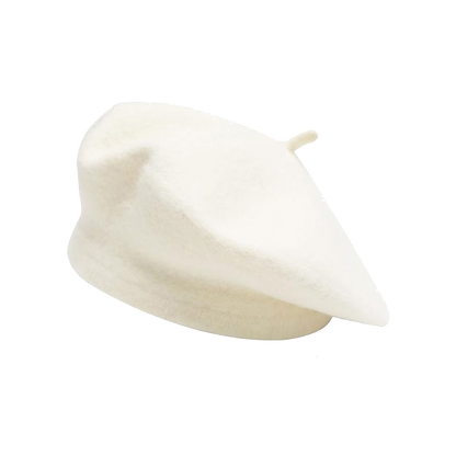 White Beret Wool French Hat Solid Color Beret Cap for Women Girls