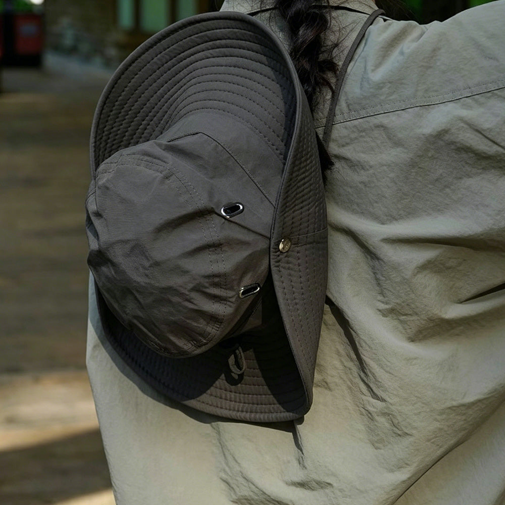 Breathable Bucket Hat with String Drawstring Mountain Hat for Hiking & Outdoor, Unisex Sun Protection Cap