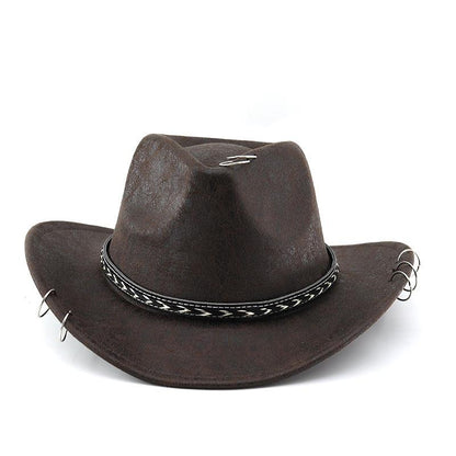 Black Cowboy Hat Suede-Textured Western Style for Men & Women