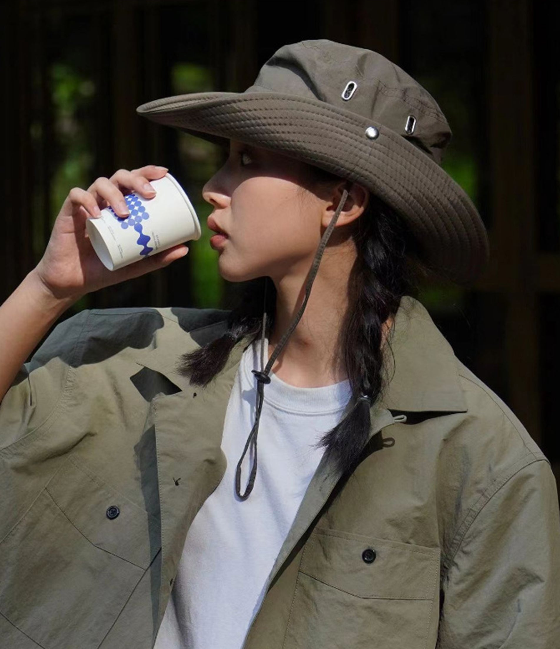 Breathable Bucket Hat with String Drawstring Mountain Hat for Hiking & Outdoor, Unisex Sun Protection Cap