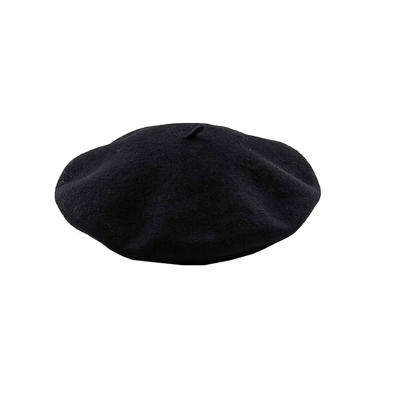 Black Berets Womens French Classic Beanie Hat Wool Beret Solid Color
