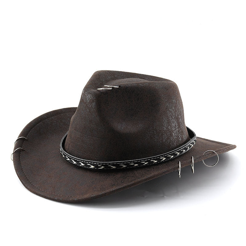 Black Cowboy Hat Suede-Textured Western Style for Men & Women
