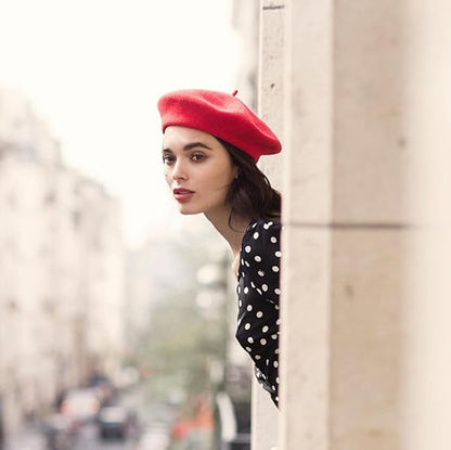 Red Beret French Hat for Women Premium Wool Beret Classic Wardrobe Addition