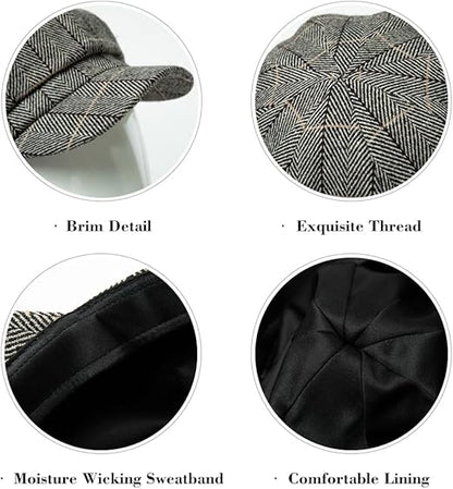 Newsboy Cap for Women Visor Berets Cancer Warm Wool Hats Ladies