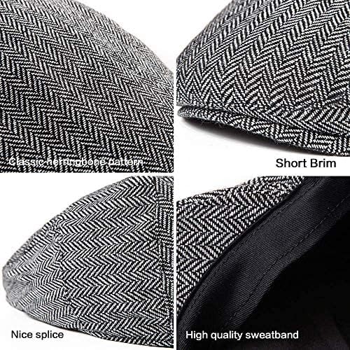 Mens Newsboy Cap Adjustable Newsboy Hats for Flat Irish Cabbie Tweed