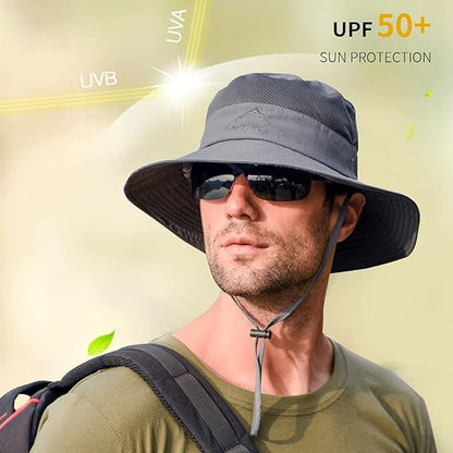 Sun Hat for Men Women Fishing Hat UPF 50+ Breathable Wide Brim Summer UV Protection Hat