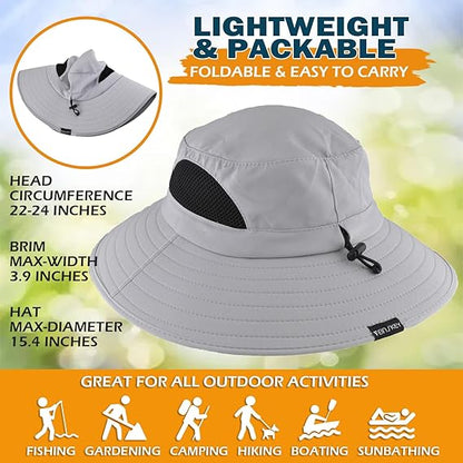 Unisex Wide Brim Sun Hat  Bucket Protection Cap Packable Boonie Headwear