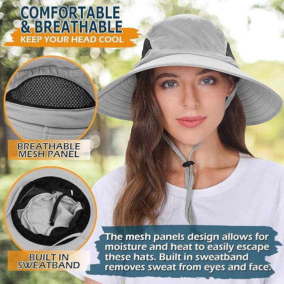 Unisex Wide Brim Sun Hat  Bucket Protection Cap Packable Boonie Headwear