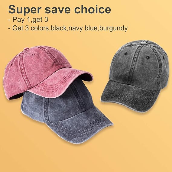 Mens Baseball Cap Washed Plain Retro Adjustable Women Hats Cotton