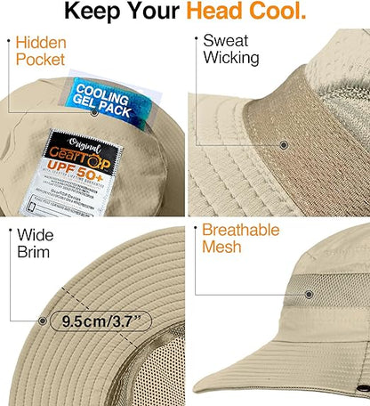 Packable Sun Hat UPF 50+ Wide Brim Fishing Cap for Men and Women