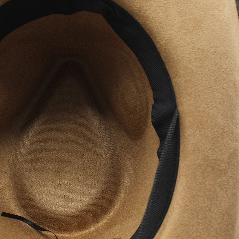 American Cowboy Hat Vintage Suede-Texture Western Wide Brim