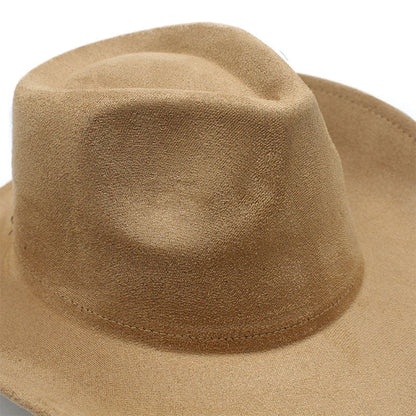 American Cowboy Hat Vintage Suede-Texture Western Wide Brim