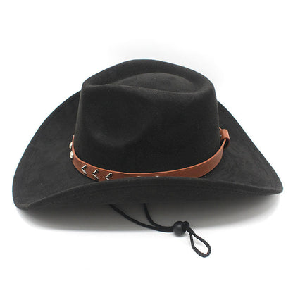 American Cowboy Hat Vintage Suede-Texture Western Wide Brim