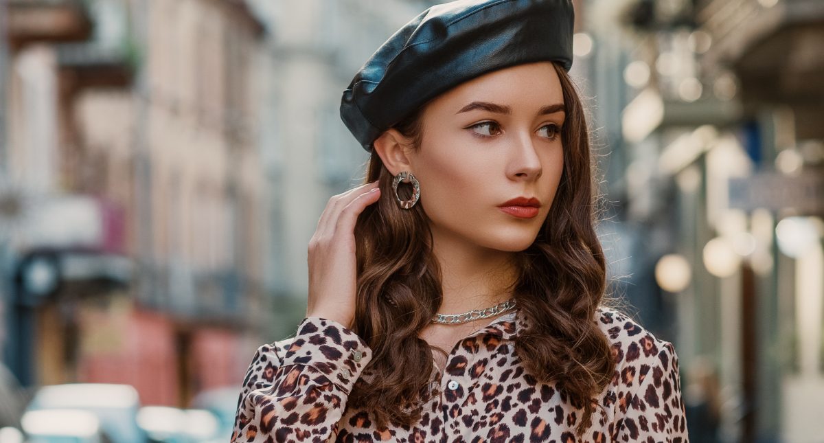 Black Leather Beret Hat French PU Artist Cap for Women