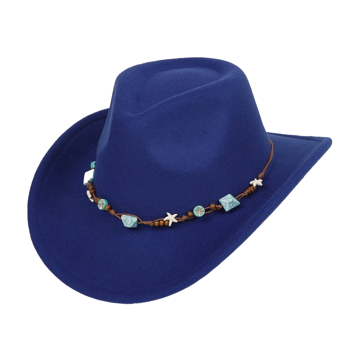 Blue Cowboy Hat Vintage Wide Brim Summer Style for Women