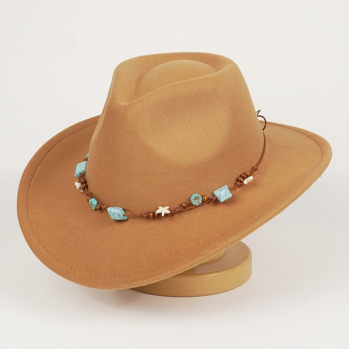 Blue Cowboy Hat Vintage Wide Brim Summer Style for Women