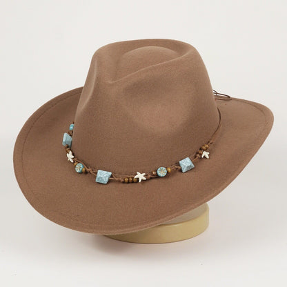Blue Cowboy Hat Vintage Wide Brim Summer Style for Women