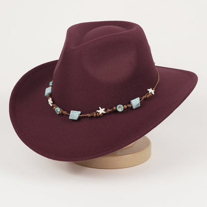 Blue Cowboy Hat Vintage Wide Brim Summer Style for Women