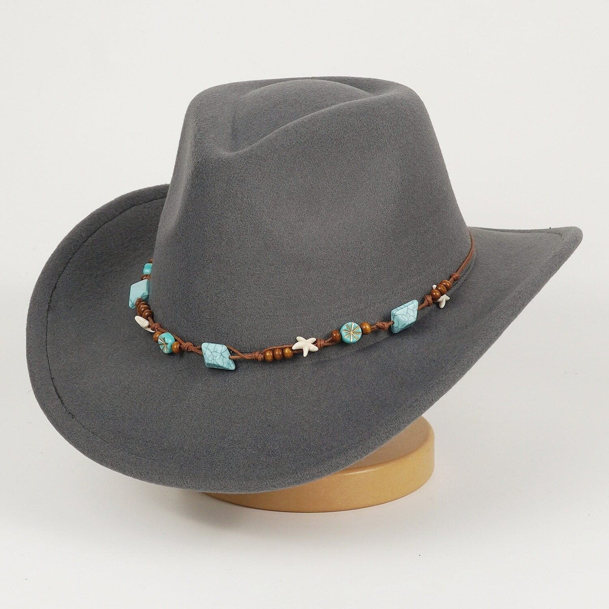 Blue Cowboy Hat Vintage Wide Brim Summer Style for Women