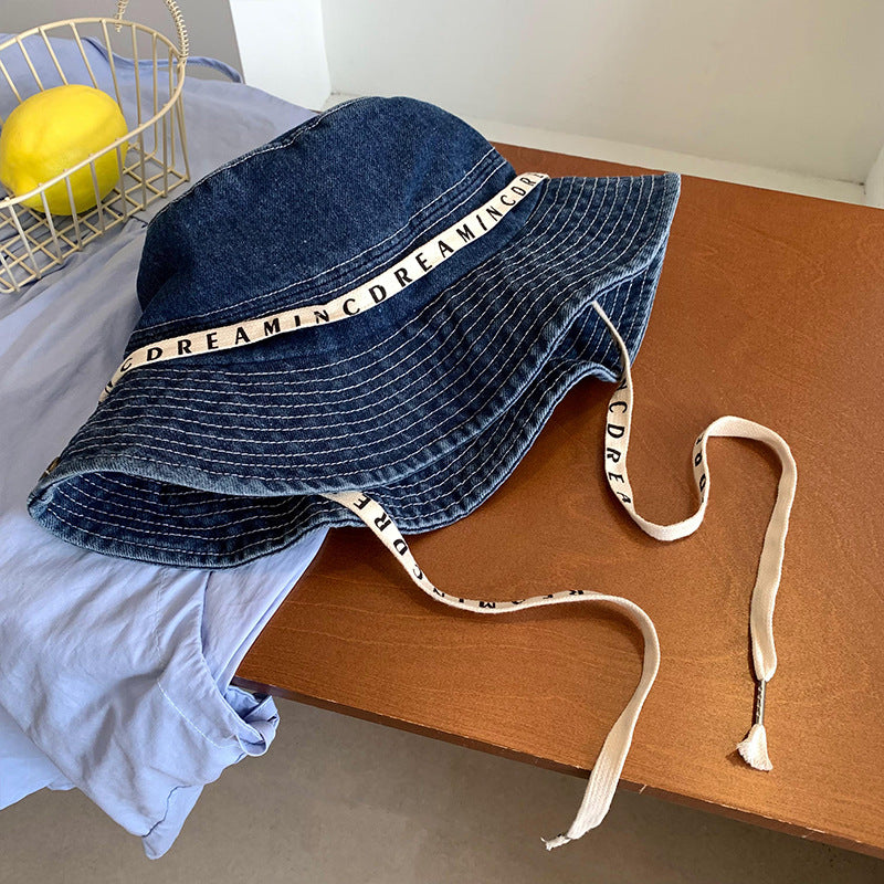 Bucket Hat with Strap | Retro Washed Large Brim Strap Bucket Hat for Women