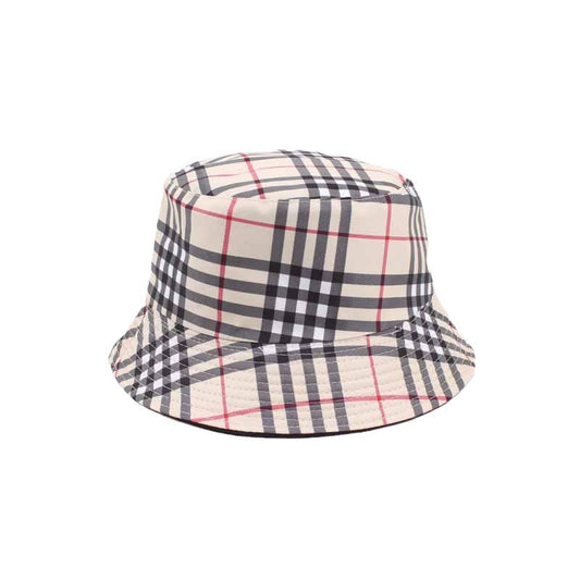 Checkered Bucket Hat – Gray, Beige & Khaki Vintage Plaid Sun Cap