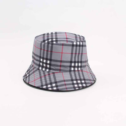 Checkered Bucket Hat – Gray, Beige & Khaki Vintage Plaid Sun Cap