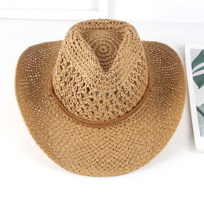 Cowboy Crochet Hat | Men's Western Summer Beach Sun Hat
