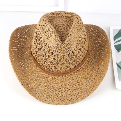 Cowboy Crochet Hat | Men's Western Summer Beach Sun Hat