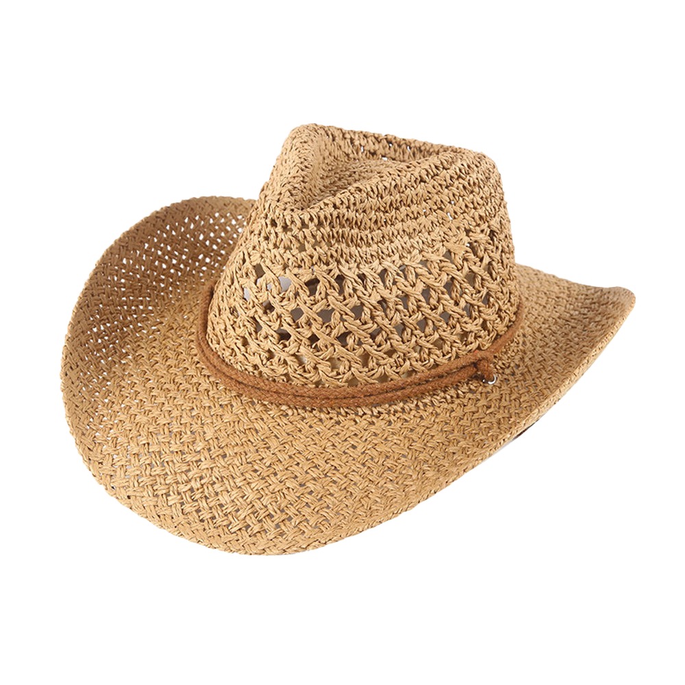 Cowboy Crochet Hat | Men's Western Summer Beach Sun Hat