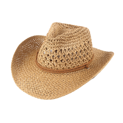 Cowboy Crochet Hat | Men's Western Summer Beach Sun Hat