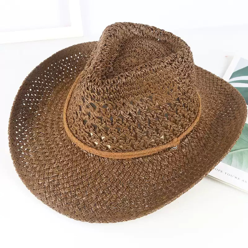 Cowboy Crochet Hat | Men's Western Summer Beach Sun Hat