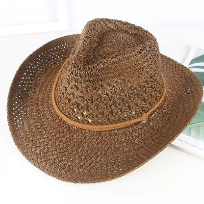 Cowboy Crochet Hat | Men's Western Summer Beach Sun Hat