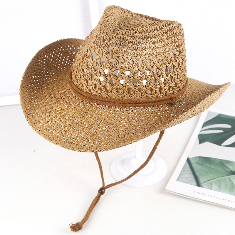 Cowboy Crochet Hat | Men's Western Summer Beach Sun Hat