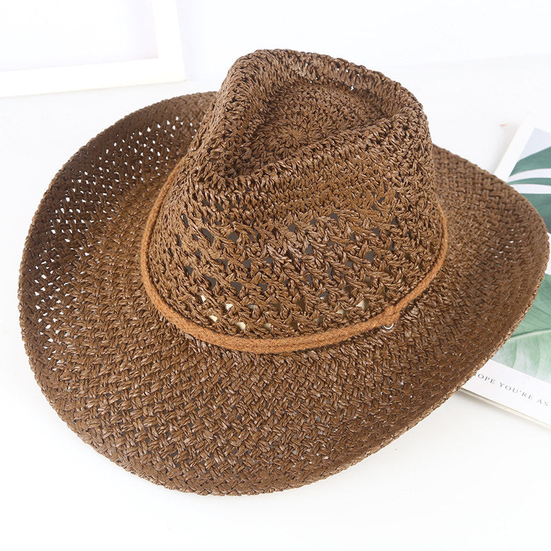 Cowboy Crochet Hat | Men's Western Summer Beach Sun Hat